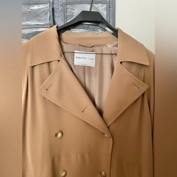 Babaton 1-01 Tarek trench coat Constant camel L XL w/o belt as is - Picture 3 of 6